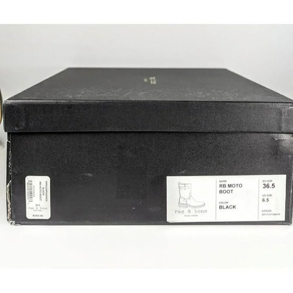 Rag & Bone Women's RB Moto Studded Pull On Boots Black Size 6.5 (MSRP $595) - Picture 10 of 10